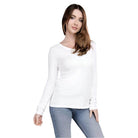 ZENANA Women's Long Sleeve White Casual Travel Top for Women with Soft Fabric and Comfortable Fit