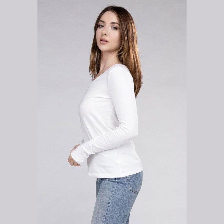 ZENANA Women's Casual Travel Top for Women in White, Perfect for Comfortable Outings