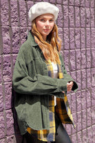 La Miel Women's Casual Vacation Jacket in Olive with Plaid Flannel Lining for Stylish Comfort