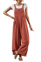 Casual vacation jumpsuit for women in terracotta with relaxed fit and pockets