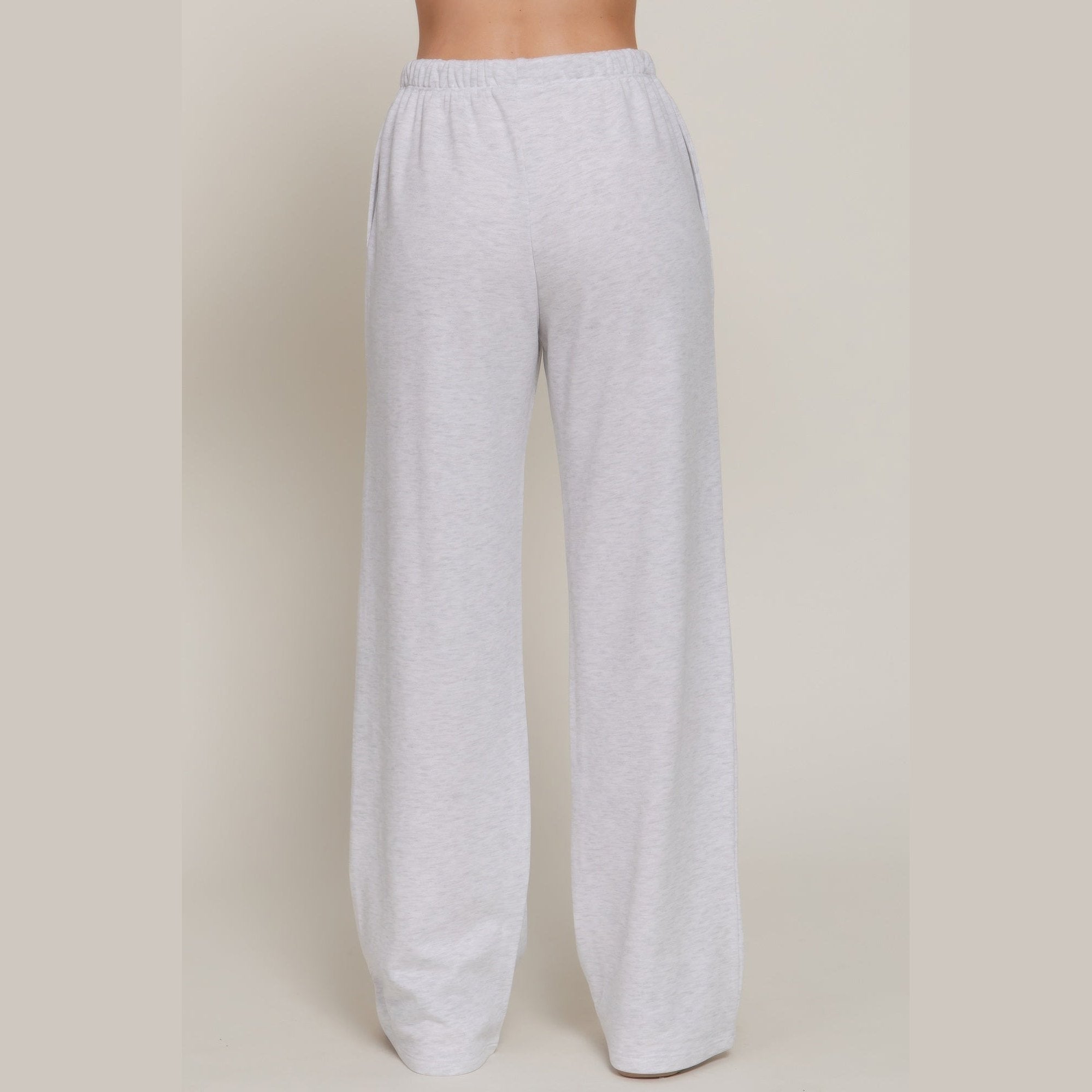 Women's light gray casual vacation lounge pants with elastic waistband from VacationGrabs