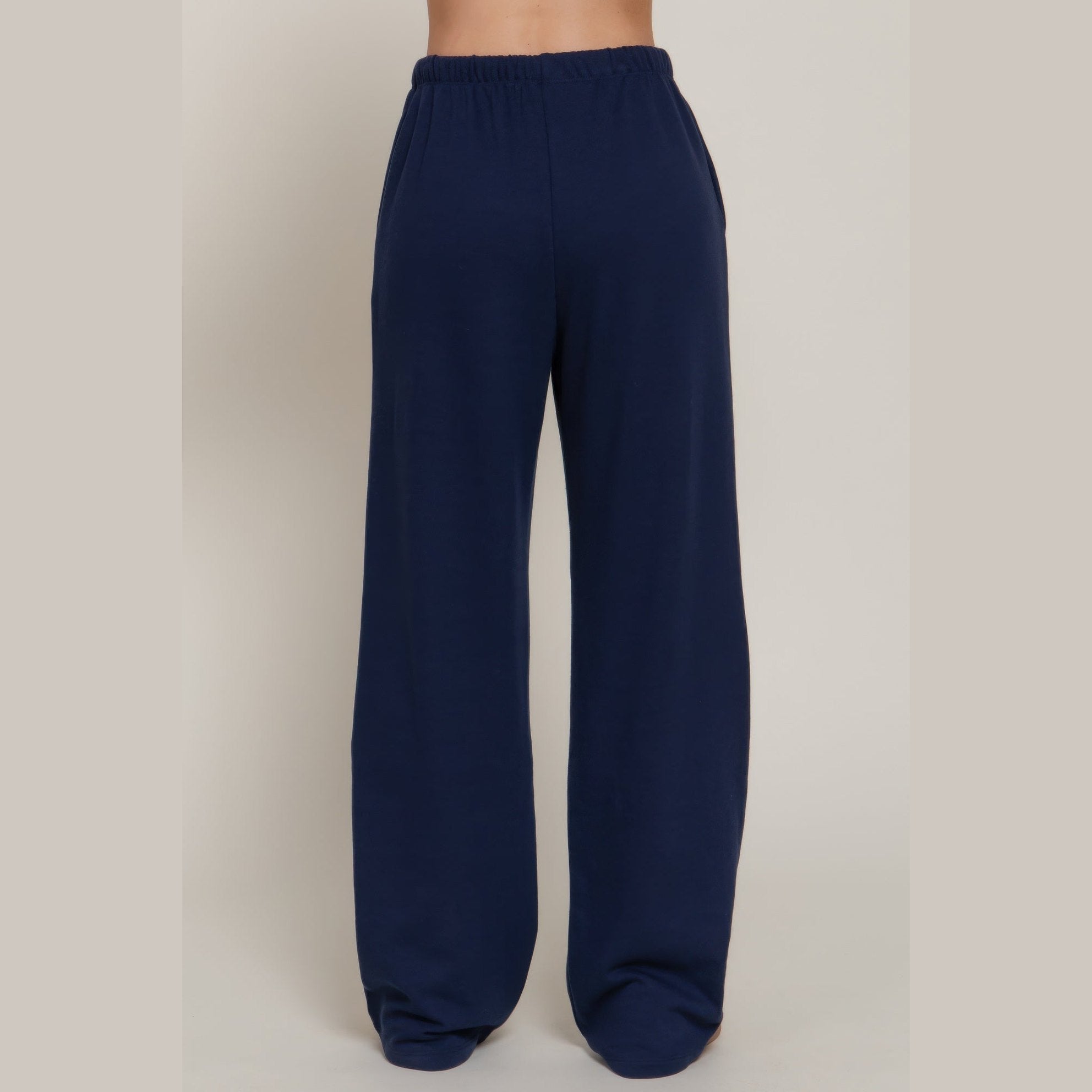 Women's navy blue casual vacation lounge pants with elastic waistband for comfort