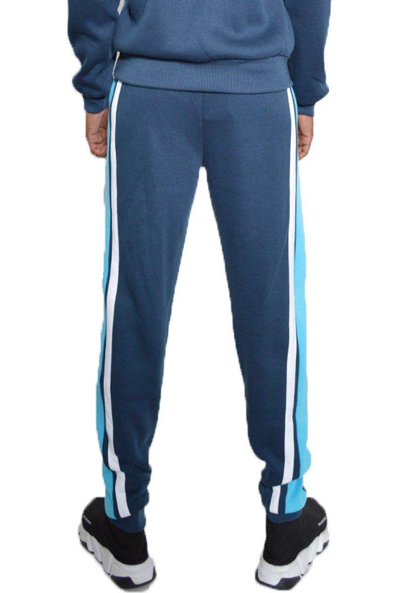 Men's casual vacation pants in navy with contrasting side stripes for comfort and style