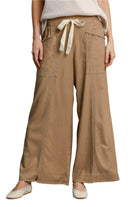 VacationGrabs casual vacation pants for women in tan with wide legs and front pockets