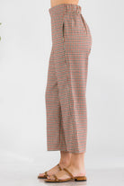 VacationGrabs casual vacation trousers for women in checkered pattern with elastic waistband