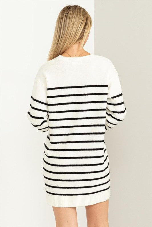Women's Dresses Casually Chic Striped Sweater Dress