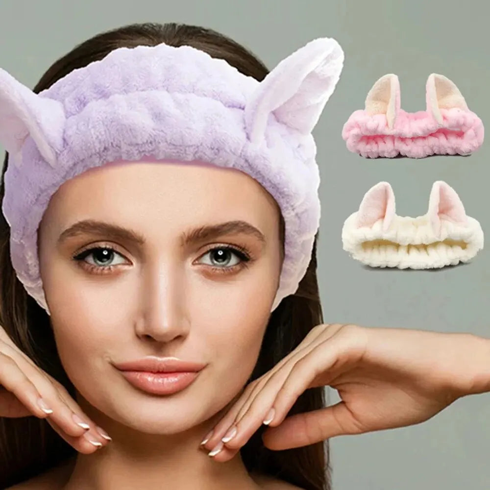 cute cat coral plush bow headband (photo 2 of 8)