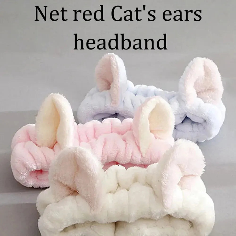 cute cat coral plush bow headband (photo 3 of 8)