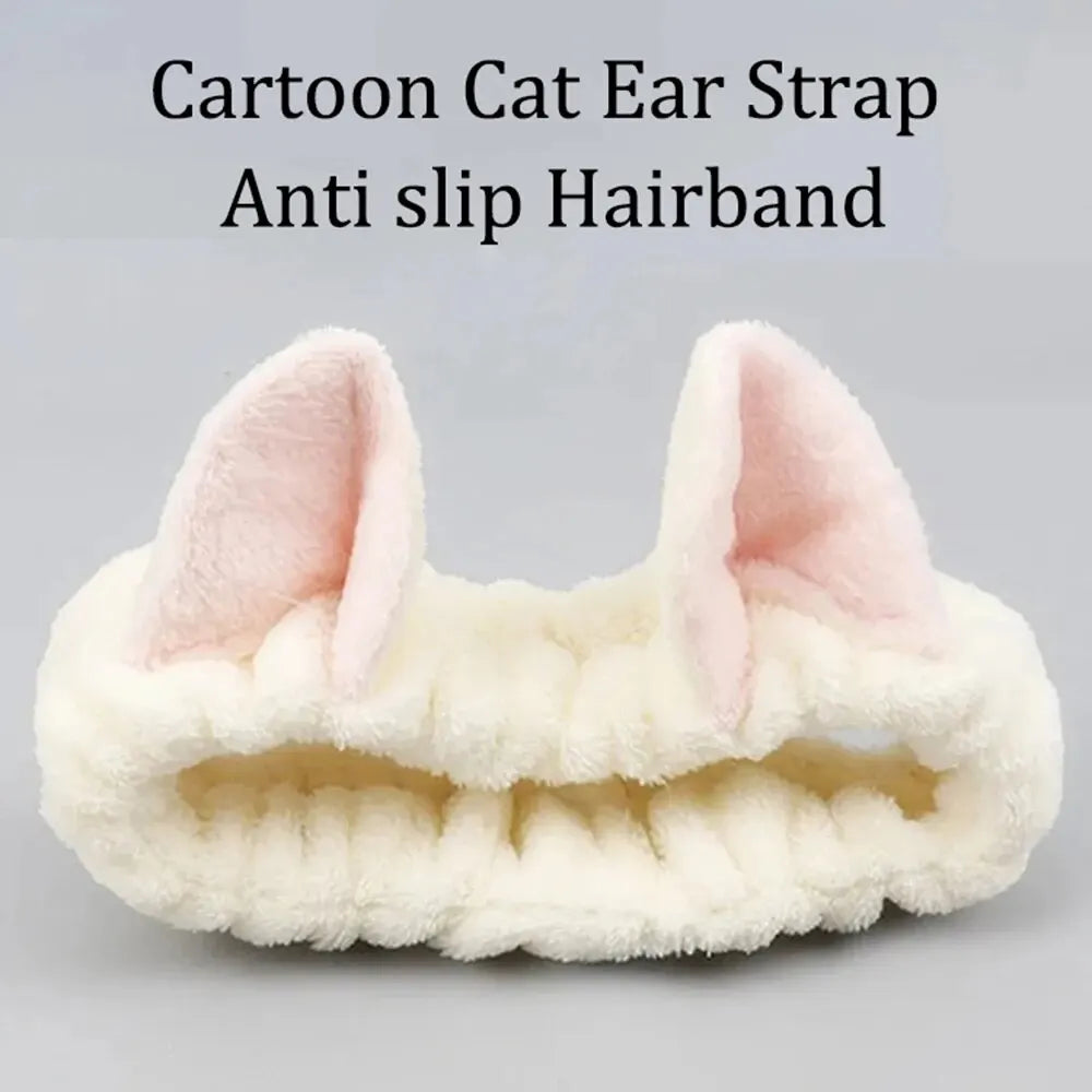 cute cat coral plush bow headband (photo 4 of 8)