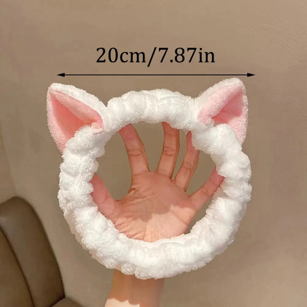 cute cat coral plush bow headband (photo 5 of 8)