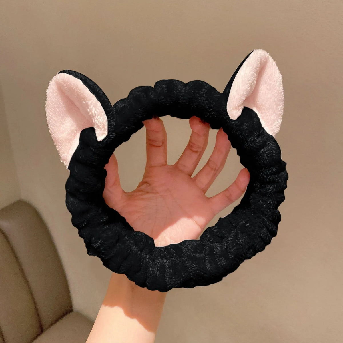 cute cat coral plush bow headband (photo 6 of 8)