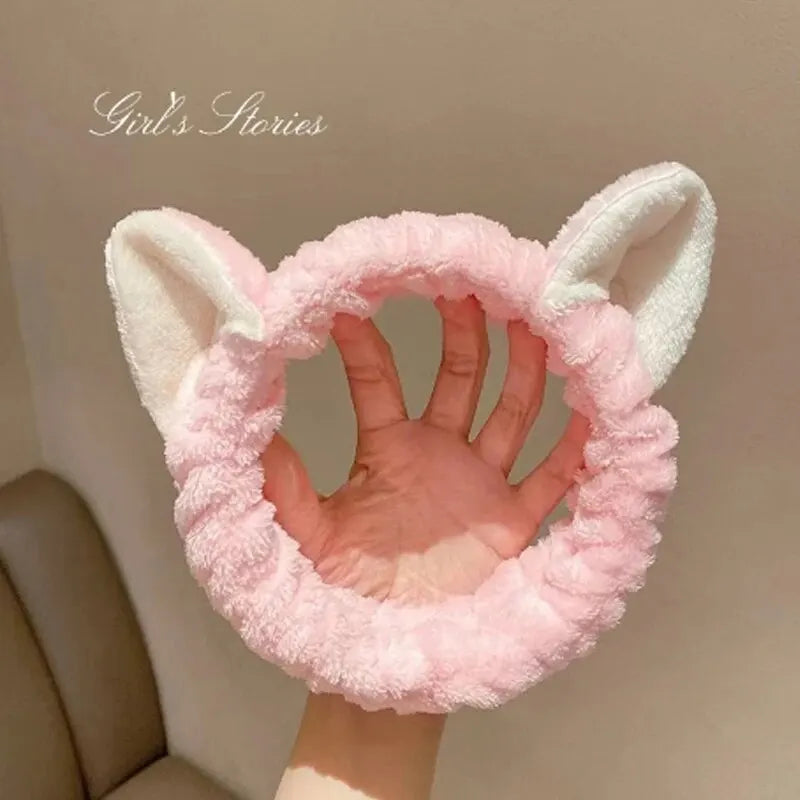 cute cat coral plush bow headband (photo 7 of 8)