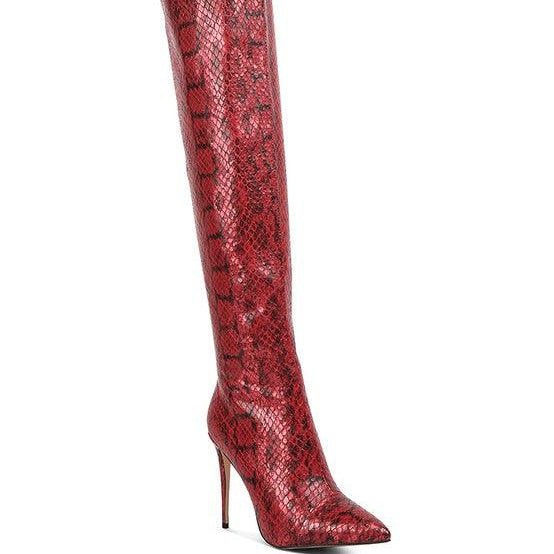 Women's Shoes - Boots Catalina Snake Print Stiletto Knee Boots