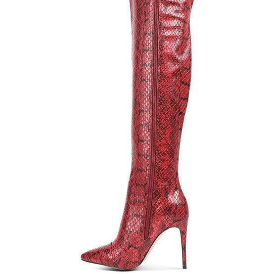 Women's Shoes - Boots Catalina Snake Print Stiletto Knee Boots