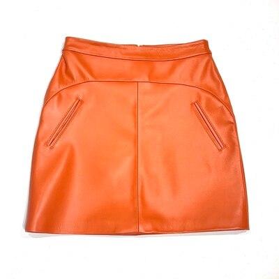 Women's Skirts Catwalk Genuine Leather Sexy Mini Skirts for Women