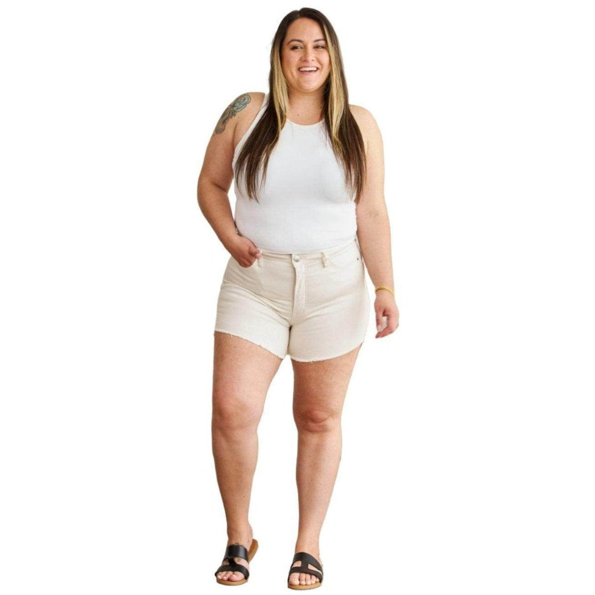 RFM Full Size Tummy Control High Waist Denim Shorts - VacationGrabs