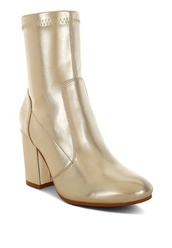 Women's Shoes - BootsTirana Metallic Pleather Sock Boots - VacationGrabs