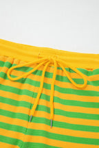 Stripe Puff Sleeve T-Shirt & Drawstring Shorts Set