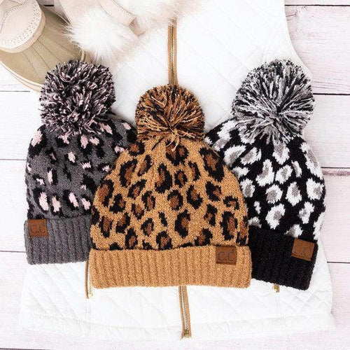 CC Leopard Pom Beanie - VacationGrabs