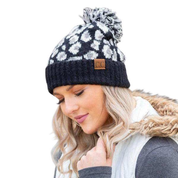 CC Leopard Pom Beanie