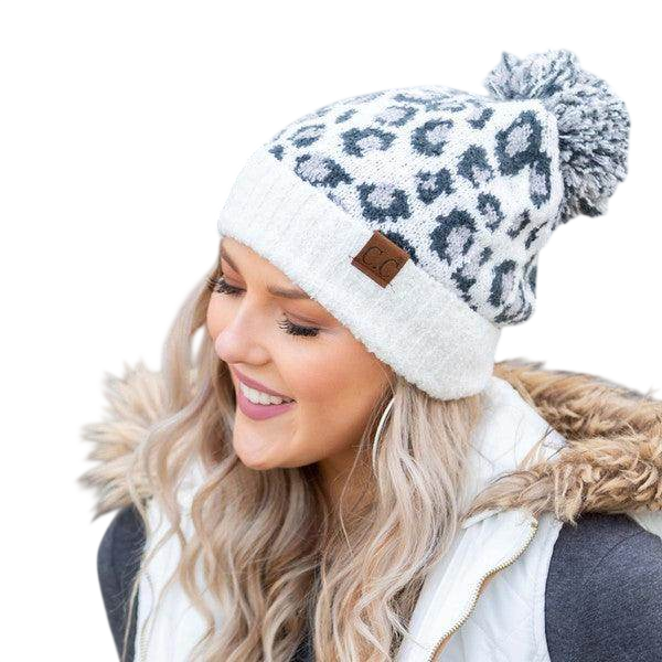 CC Leopard Pom Beanie