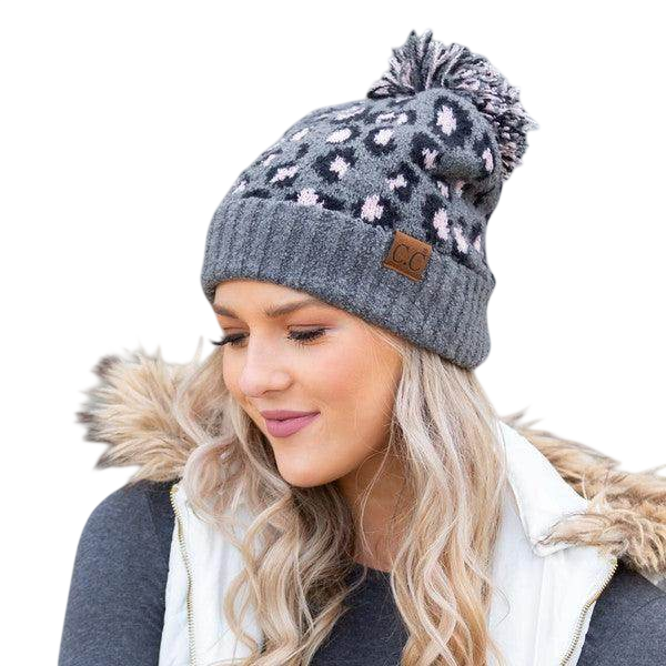 CC Leopard Pom Beanie