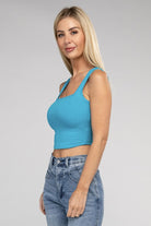 Women's Shirts - Cropped TopsCotton Square Neck Cropped Cami Top - VacationGrabs