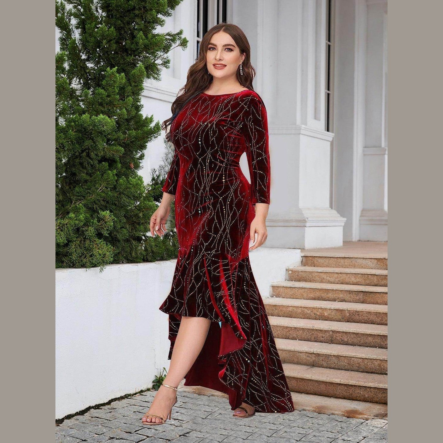 Plus Size Ruffle Hem High-Low Dress - VacationGrabs