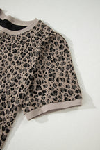 Plus Size Leopard Textured Short Sleeve T-Shirt