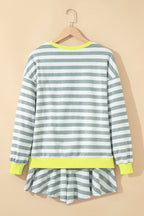 Stripe Contrast Ribbed Top and Shorts Set