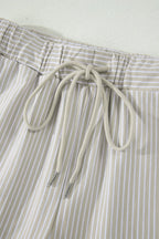 Stripe Dolman Sleeve Polo Shirt & Drawstring Shorts Set