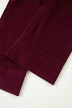 Solid Corduroy High Waist Wide Leg Pants