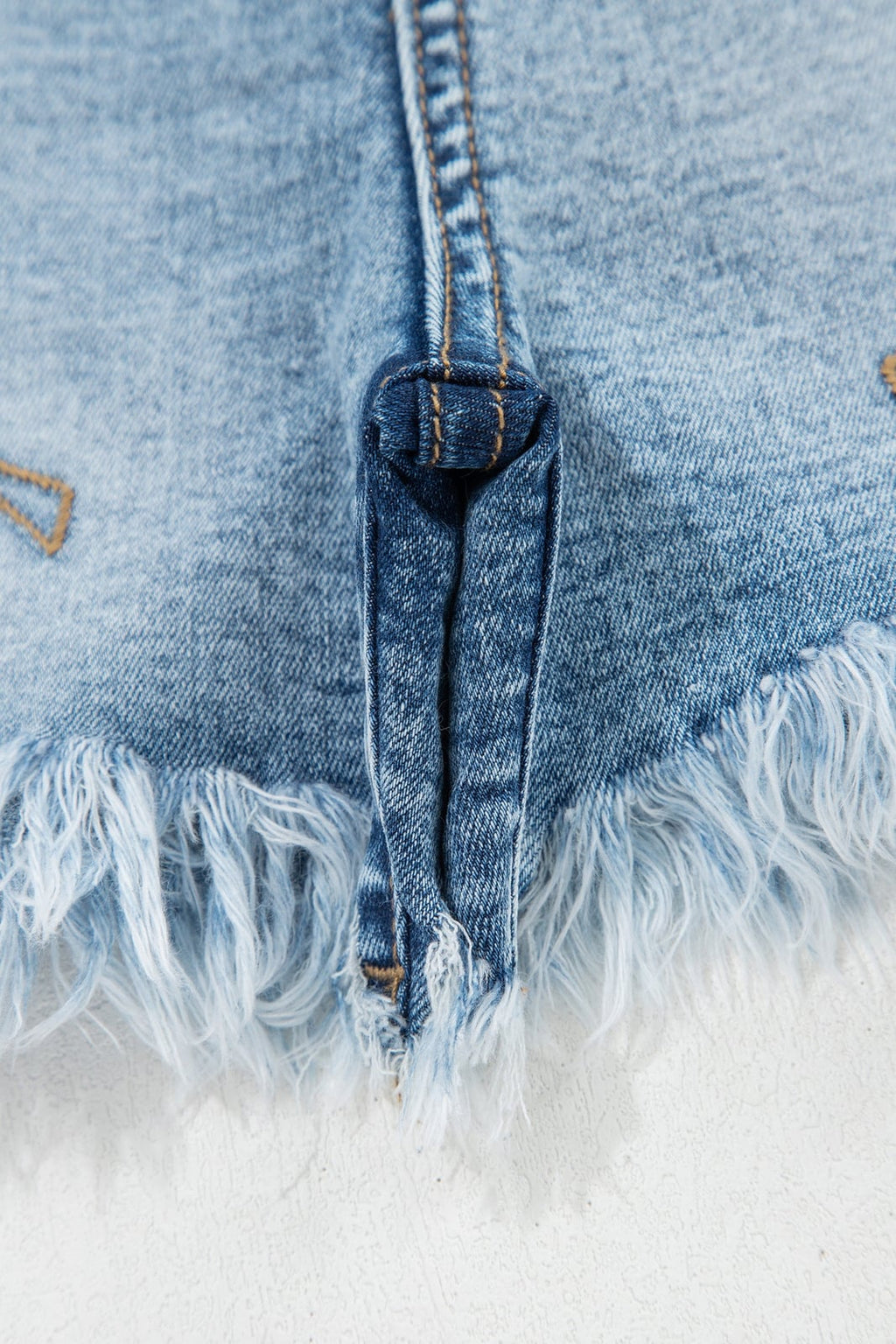 Western Embroidered Studded Denim Shorts