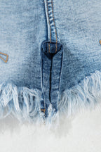 Western Embroidered Studded Denim Shorts