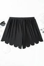 Scalloped Trim High Waist Beach Shorts