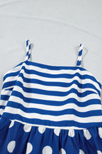 Stripe Polka Dot Patchwork High Waist Maxi Dress