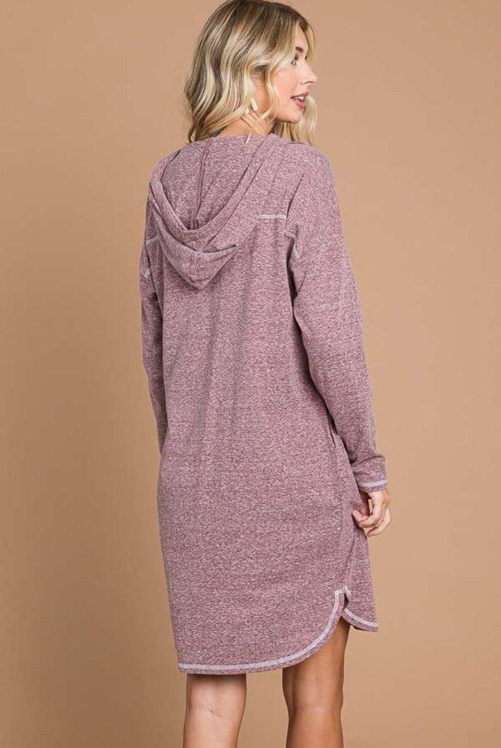 Women's Dresses Culture Code Full Size Hooded Long Sleeve Sweater Dress