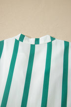 Stripe Ricrac Trim Notched Neck Midi Dress