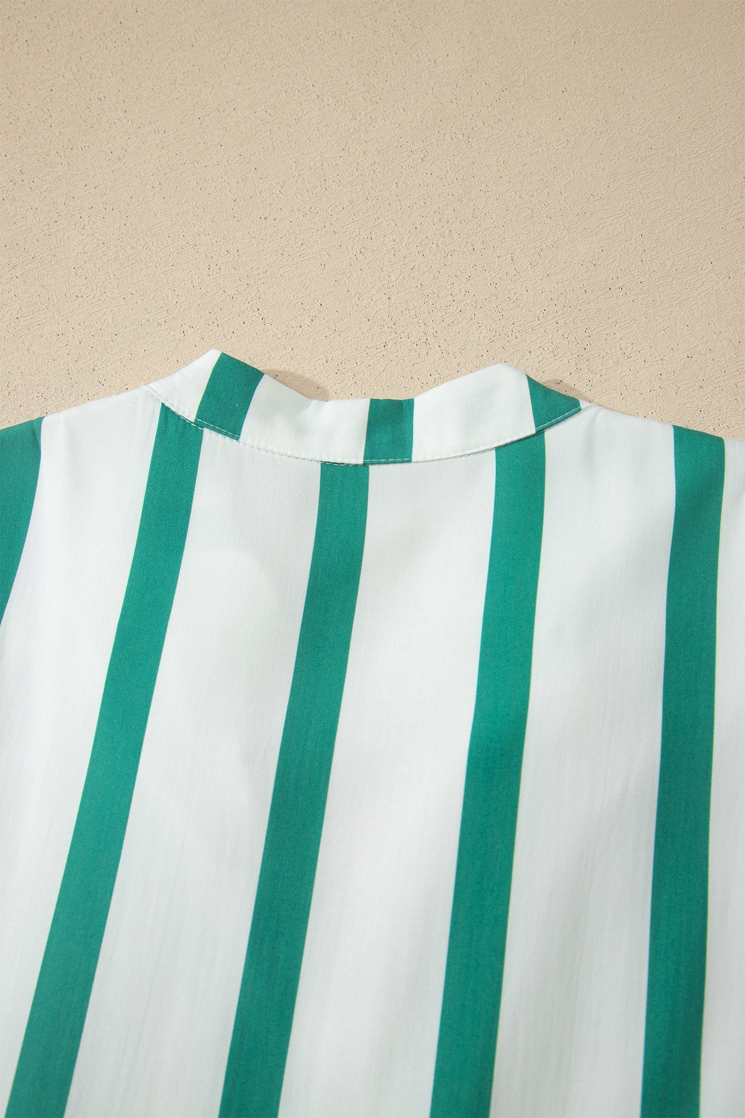 Stripe Ricrac Trim Notched Neck Midi Dress