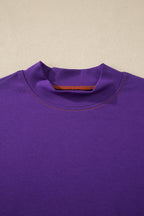 Reversible Contrast Stitching Mock Neck T-Shirt