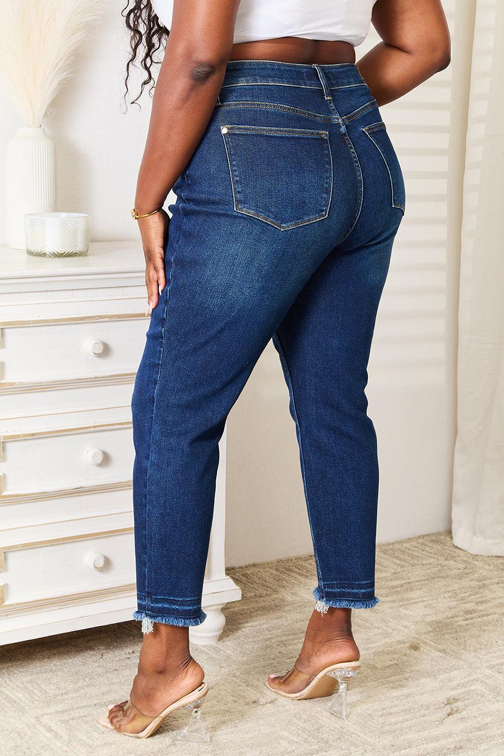 Women's Jeans Judy Blue Full Size High Waist Released Hem Slit Jeans