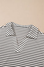 Stripe Collared V-Neck Tee & Shorts Set