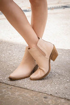 Western Style Cut Out Leather Booties - VacationGrabs