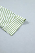 Stripe Collared V-Neck 3/4 Sleeve Blouse