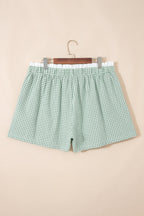 Plus Size Gingham Plaid Ruffle Contrast Trim Shorts