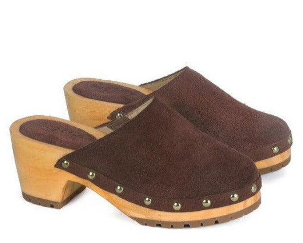 Women's Shoes - Sandals Cedrus Fine Suede Studded Clog Mules