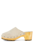 Women's Shoes - Sandals Cedrus Fine Suede Studded Clog Mules