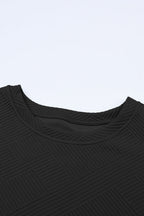 Solid Textured T-Shirt and Drawstring Pants Set