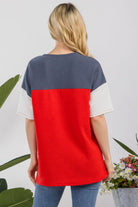 Women's Shirts Celeste Full Size Ribbed Star Color Block T-Shirt