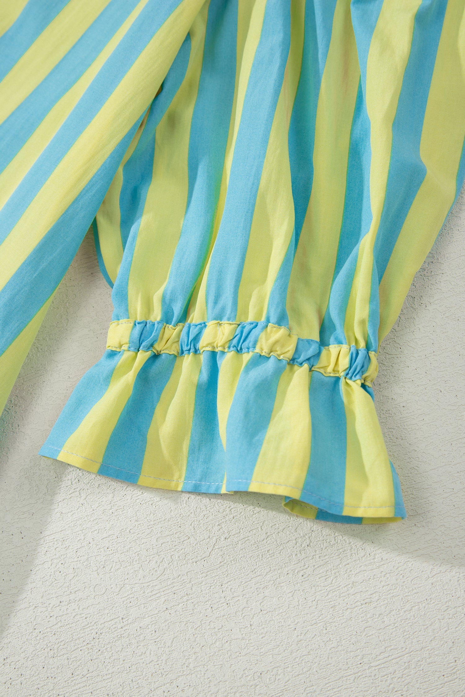 Stripe Half-Button Puff Sleeve Mini Dress
